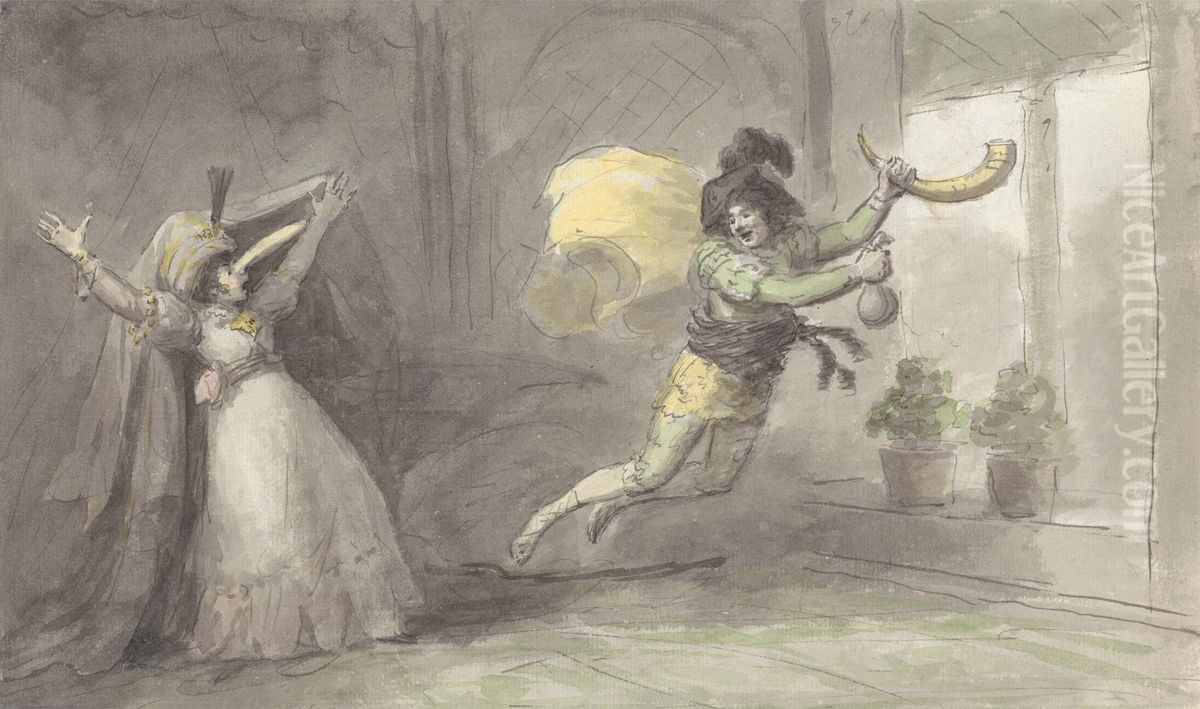 Theatrical Scene Oil Painting by Nathaniel Dance-Holland