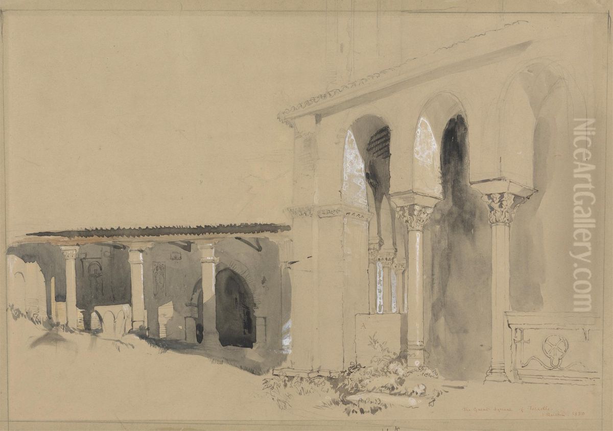 The Great Square at Torcello Oil Painting by John Ruskin
