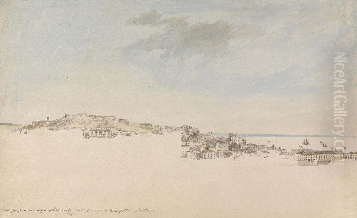 Lisbon from the Convent of St. Francis da Citadel Oil Painting by Charles Gore