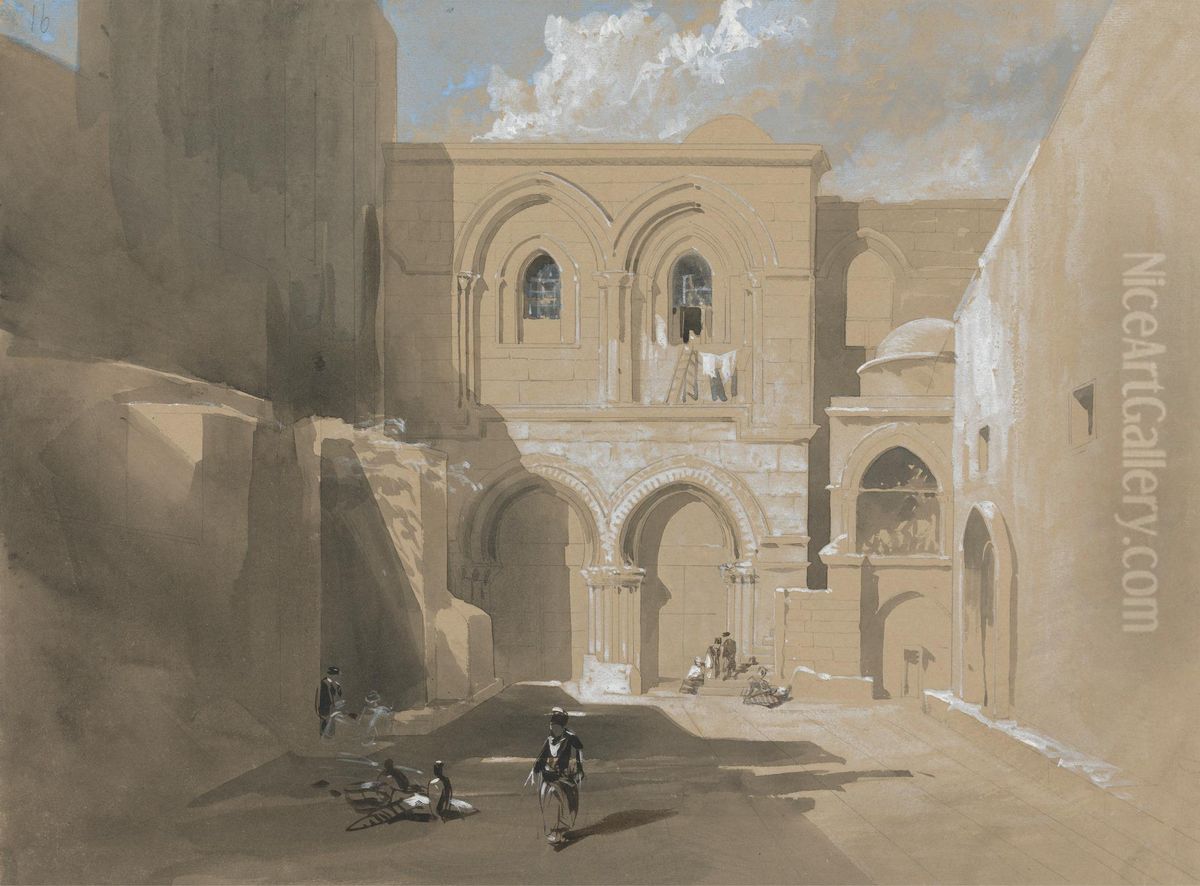 The Church of the Holy Sepulchre Oil Painting by William James Muller