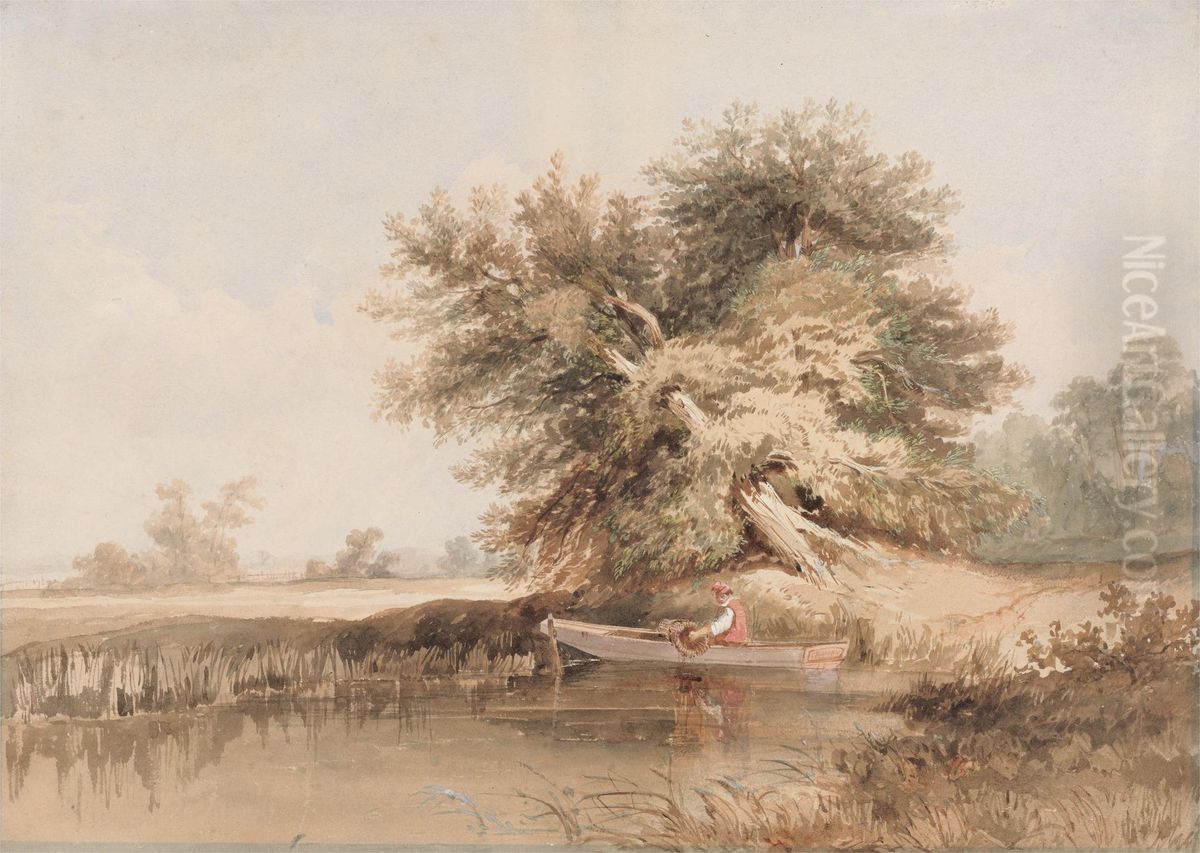 The Eel Catcher Oil Painting by Charles Warren