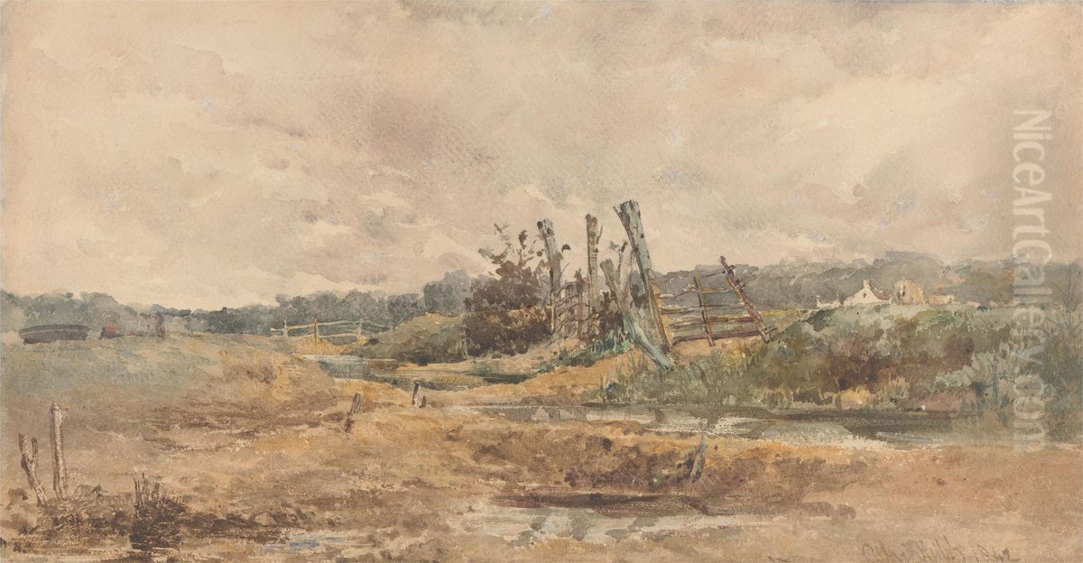 River Landscape Oil Painting by Alfred Downing Fripp