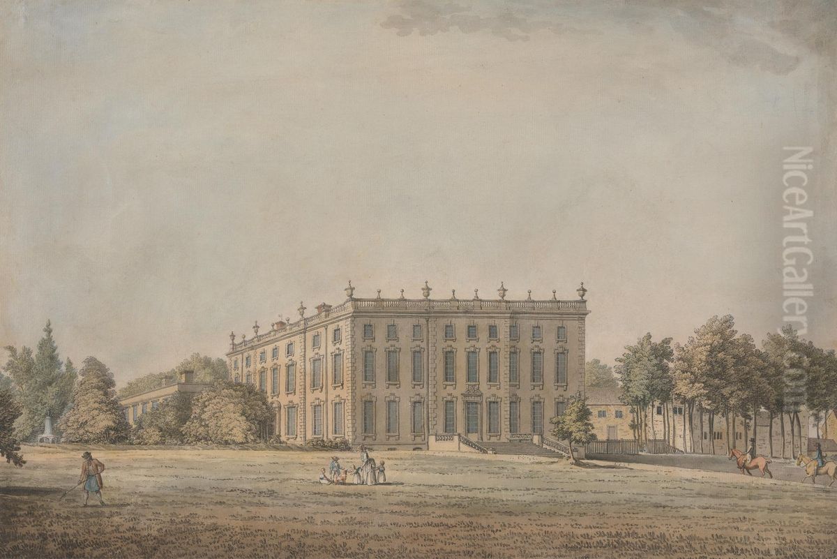 View of Wingerworth Hall, Derbyshire Oil Painting by Samuel Hieronymus Grimm