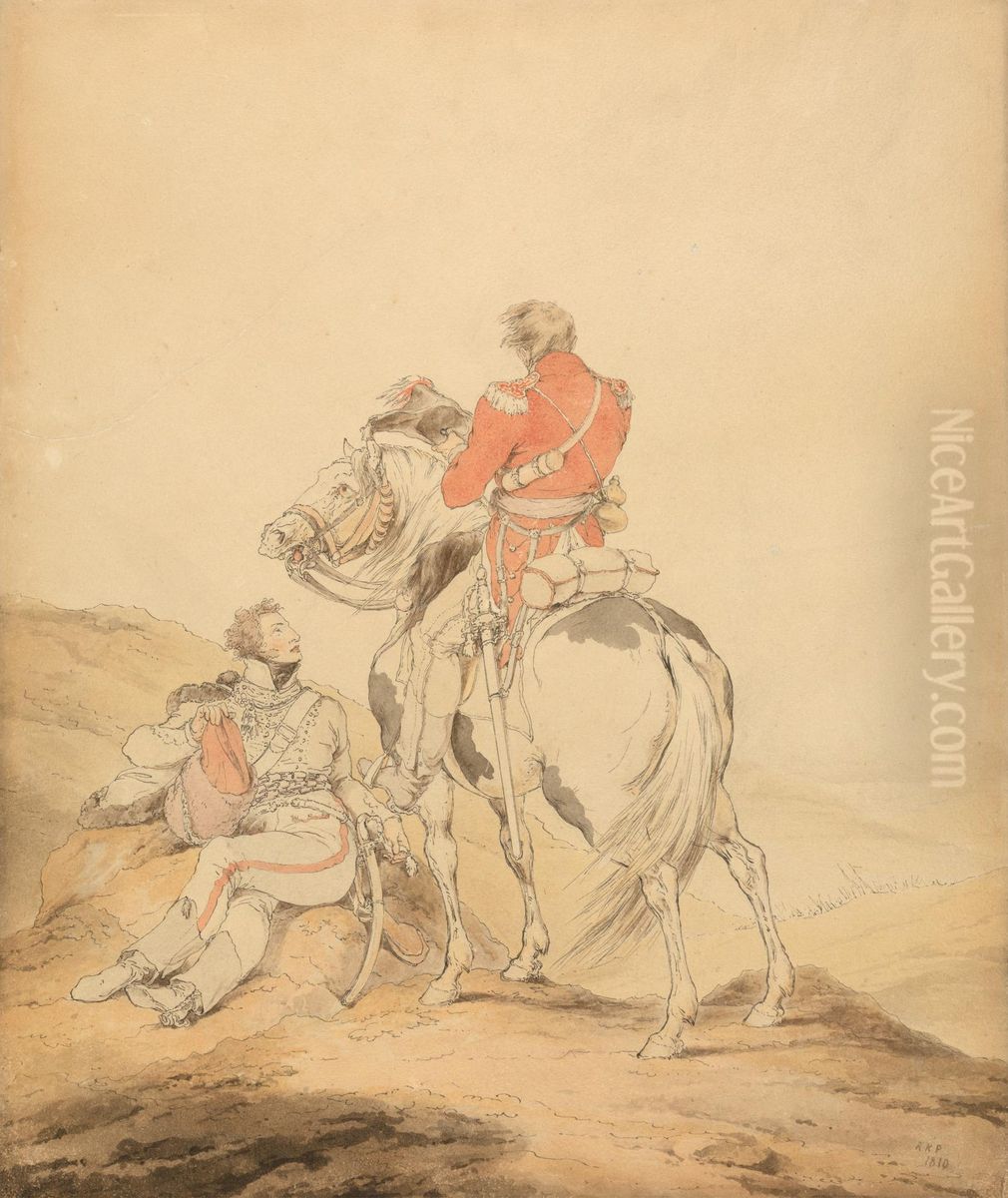 A British Officer of the Staff and an Officer of Hussars Oil Painting by Robert Ker Porter