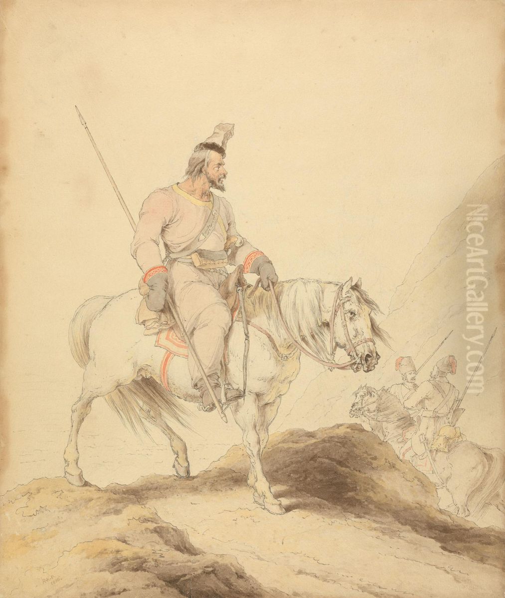 An Uralsky Cossack Oil Painting by Robert Ker Porter