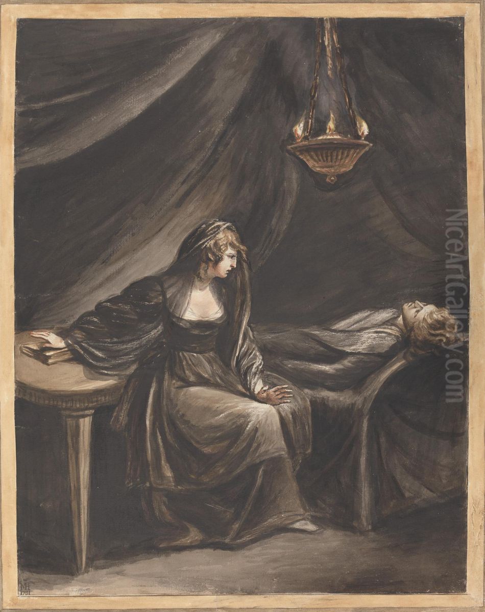 Lady Percy Watching the Sleeping Hotspur Oil Painting by Mary Hoare