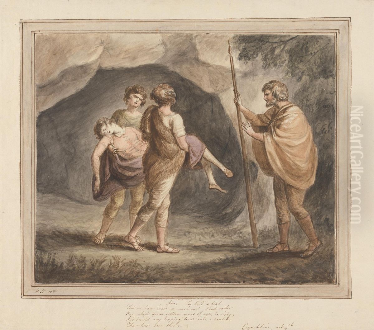 Arviragus, Bearing Imogen as Dead in his Arms, 'Cymbeline', Act IV, Scene II Oil Painting by Mary Hoare