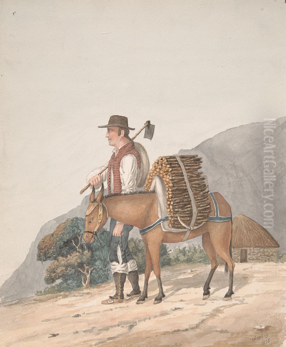 Firewood Seller, Tenerife Oil Painting by Alfred Diston