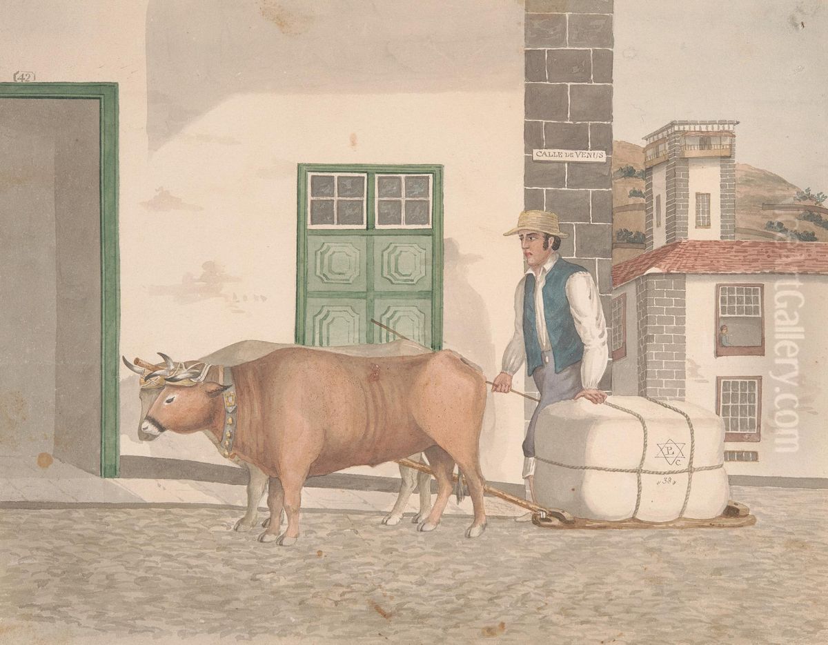 Ox-sledge for the conveyance of merchandise Oil Painting by Alfred Diston