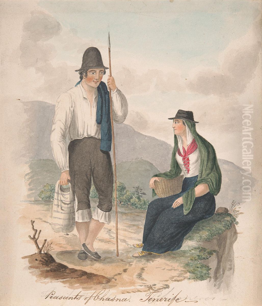 Peasants of Chasna, Tenerife Oil Painting by Alfred Diston