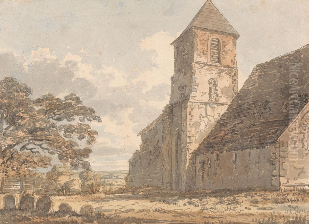 Icklesham Church Oil Painting by Thomas Girtin
