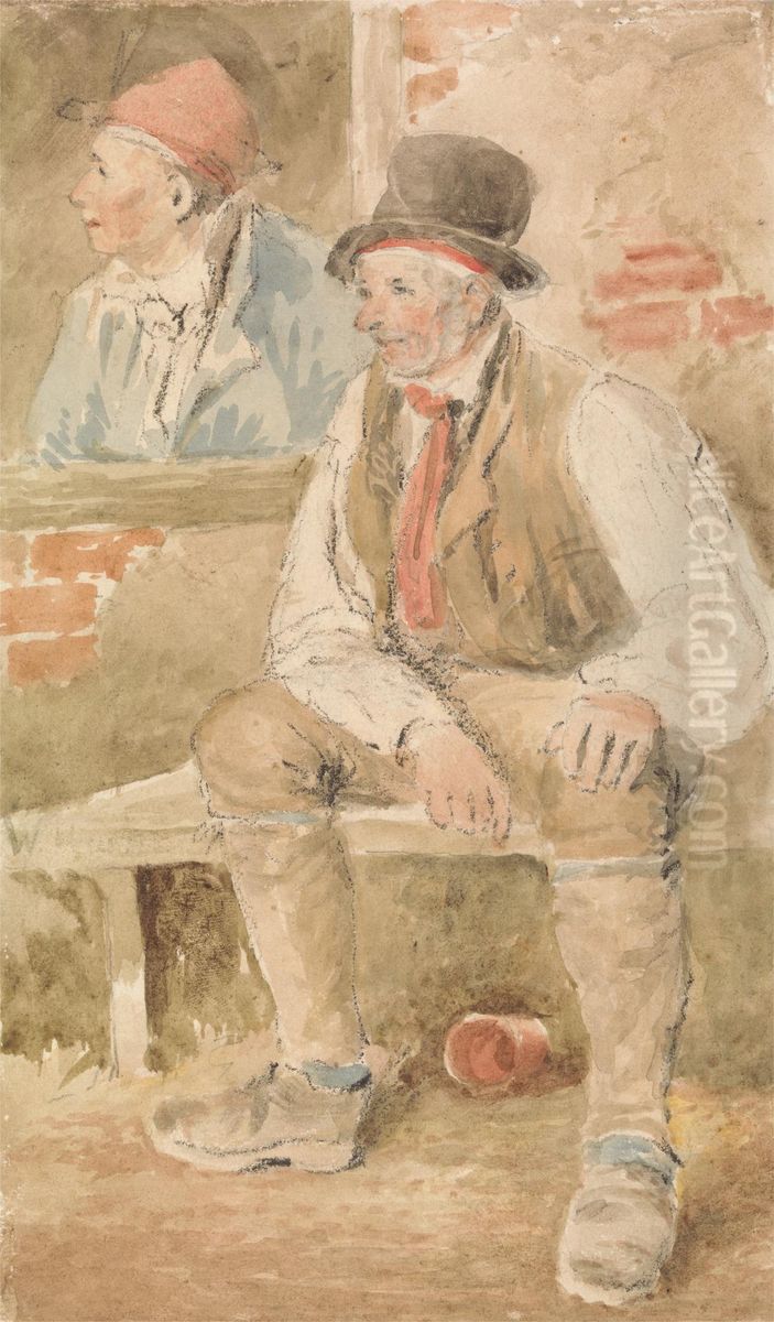 Two Peasants by a Window Oil Painting by William Henry Hunt