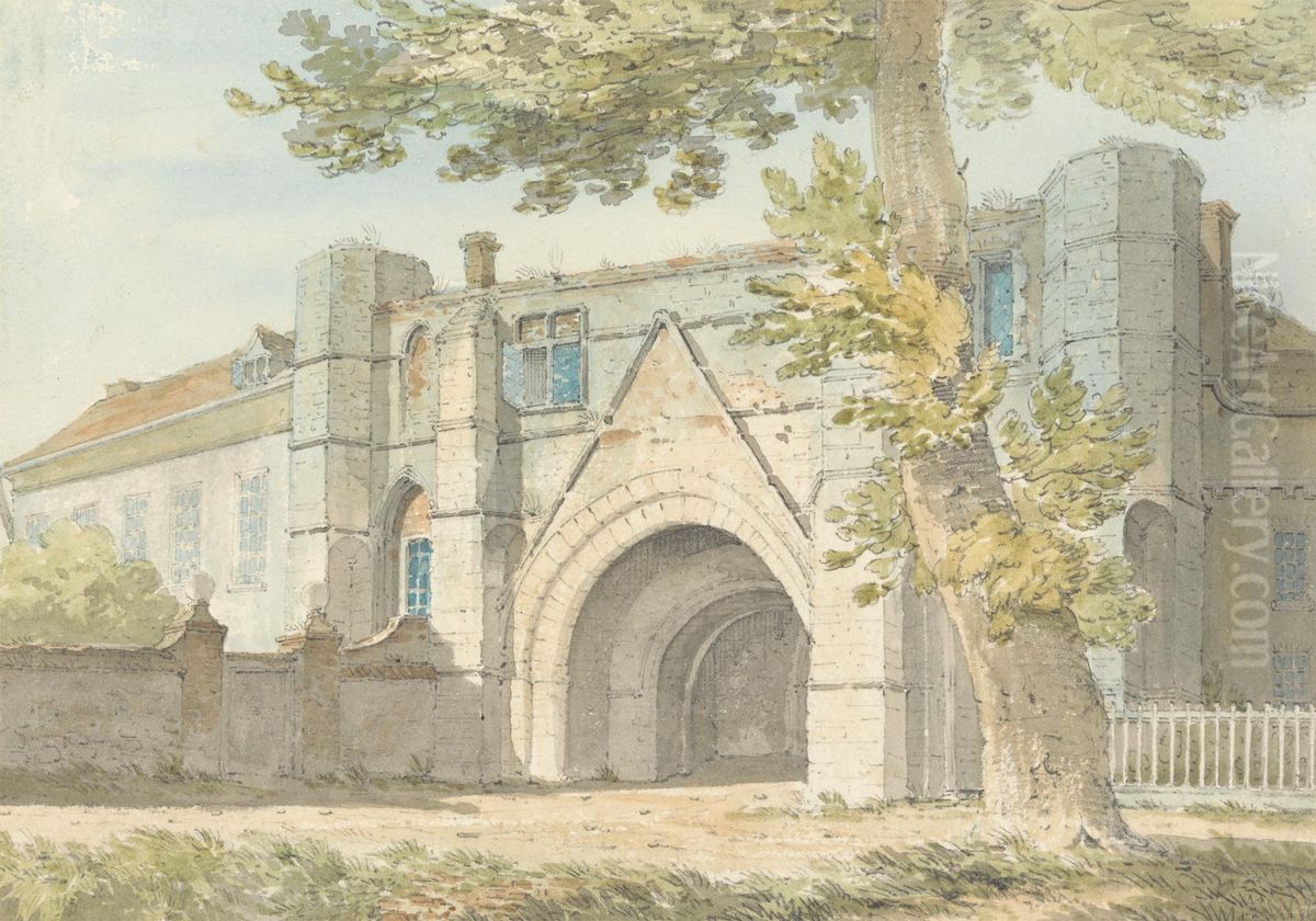 Reading Abbey Gateway Oil Painting by Edward Hawke Locker