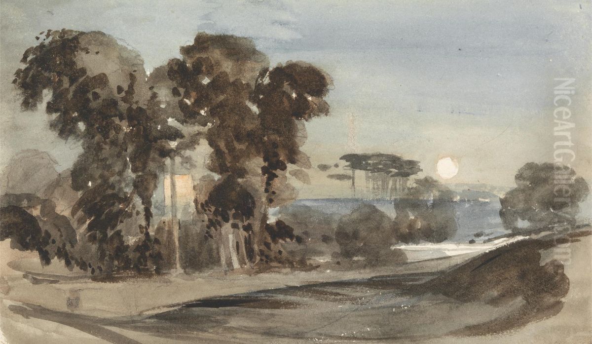 Landscape by Moonlight Oil Painting by John Varley