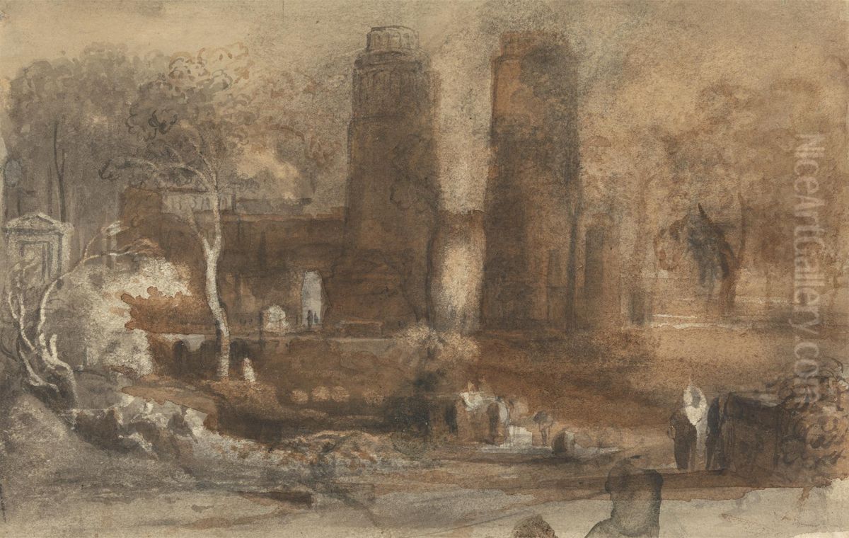 A Romantic Landscape Oil Painting by John Varley