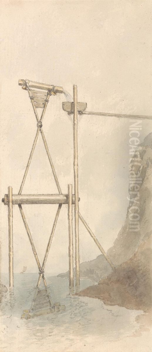 Section of a Wheel for Elevating Water Oil Painting by William Alexander