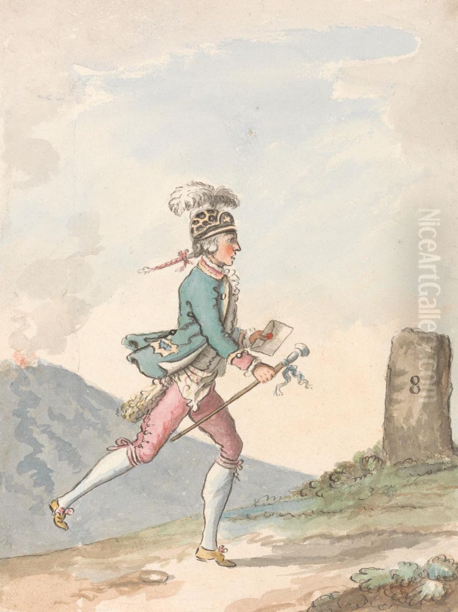 A Running Postillion Oil Painting by David Allan