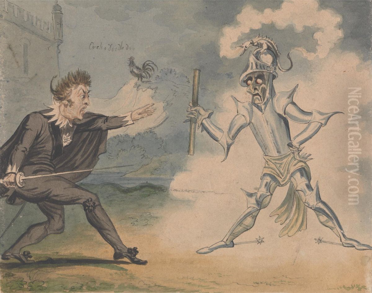 Hamlet and the Ghost Oil Painting by George Cruikshank I