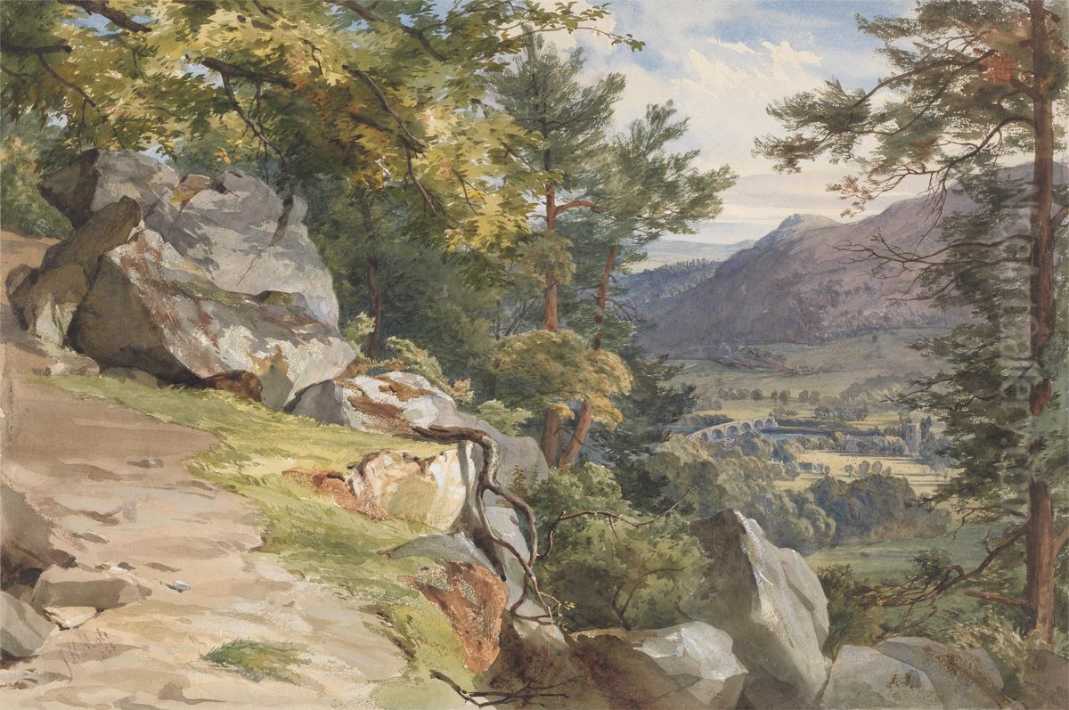 View from Craig-y-Barns, Dunkeld, Looking South Oil Painting by John Mole