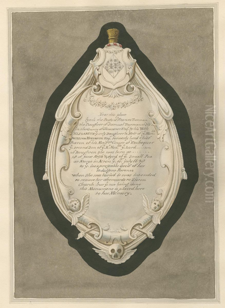 Memorial to Fraces Trotman from Acton Church Oil Painting by Daniel Lysons