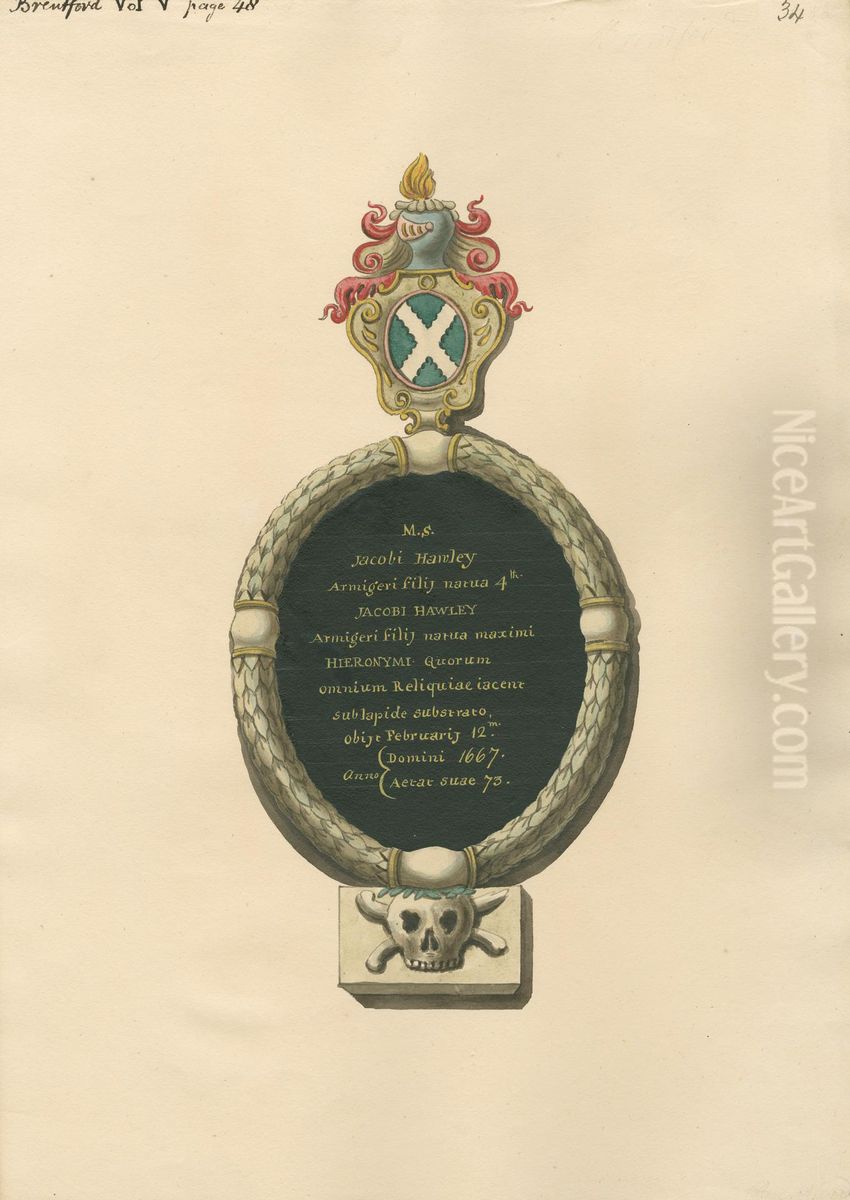 Memorial to Jacob Hawley from Brentforth Church Oil Painting by Daniel Lysons