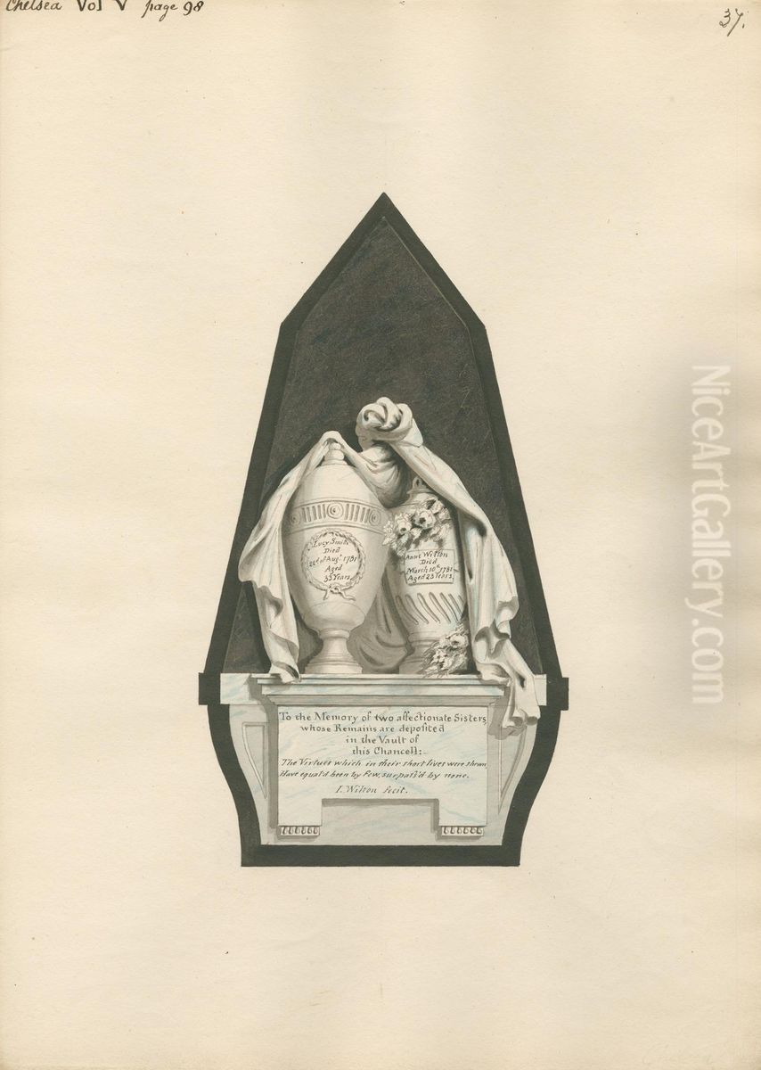 Memorial to Lucy Smith and Anne Wilton from Chelsea Church Oil Painting by Daniel Lysons