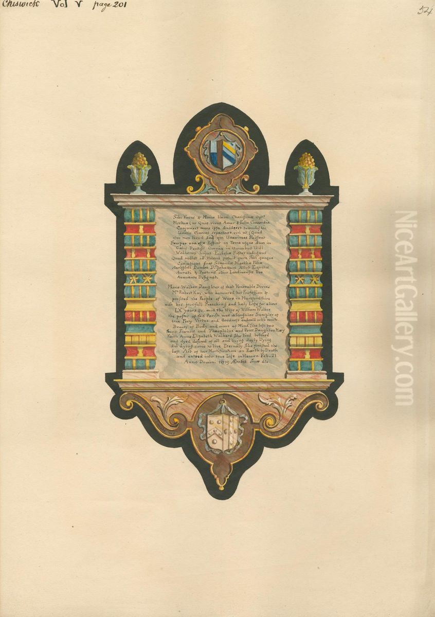 Memorial to Marie Walker from Chadwick Church Oil Painting by Daniel Lysons