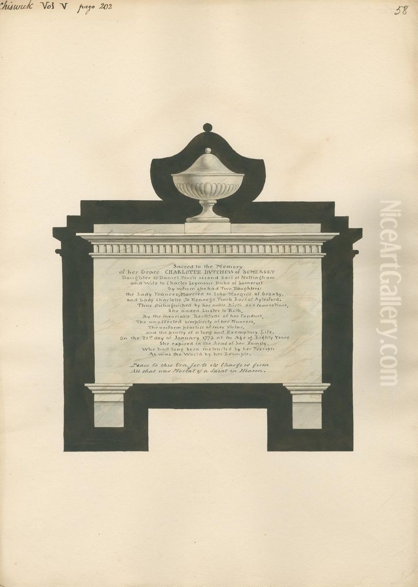 Memorial to her Grace Charlotte, Duchess of Somerset from Chiswick Church Oil Painting by Daniel Lysons