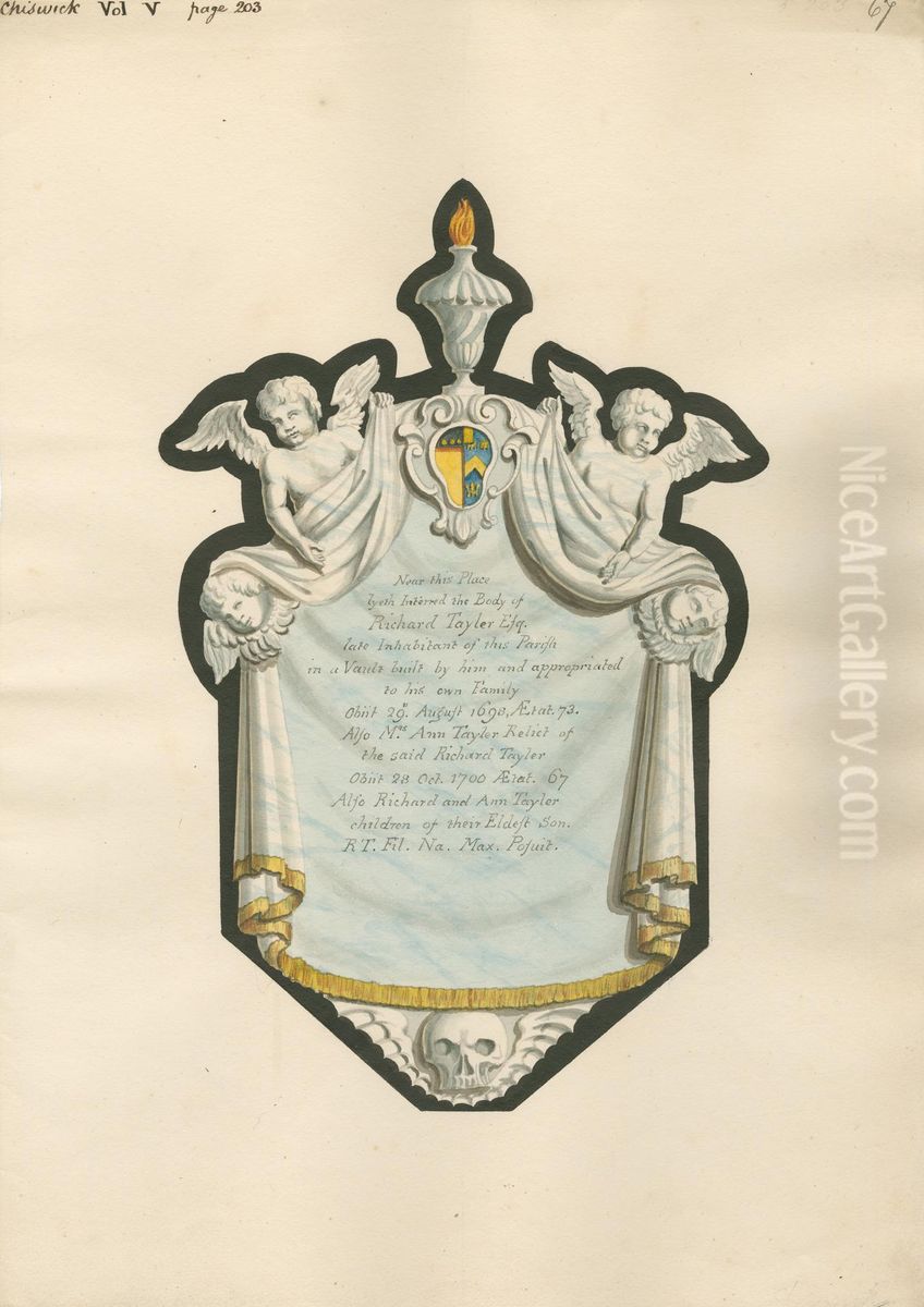 Memorial to Richard Taylor and Mrs. Ann Taylor and their Children Richard and Anne from Chiswick Church Oil Painting by Daniel Lysons