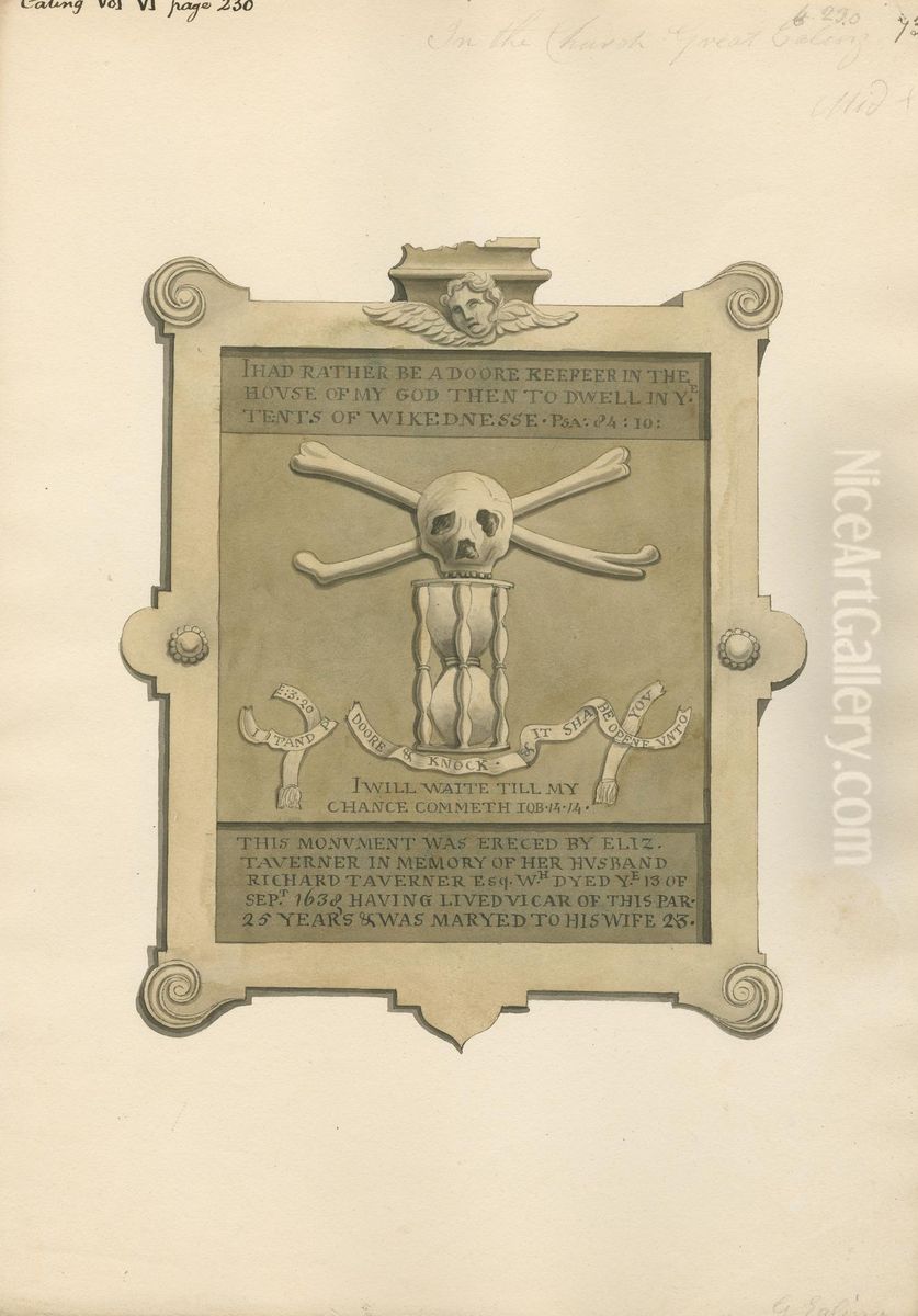 Memorial to Richard Taverner from Ealing Church Oil Painting by Daniel Lysons