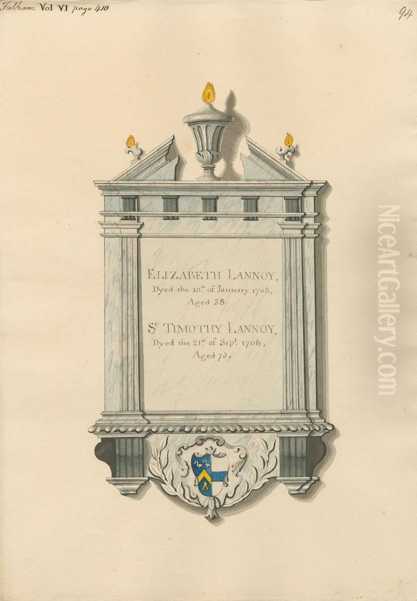 Memorial to Elizabeth and Sir Timothy Lannoy from Hammersmith Chapel of Ease Oil Painting by Daniel Lysons