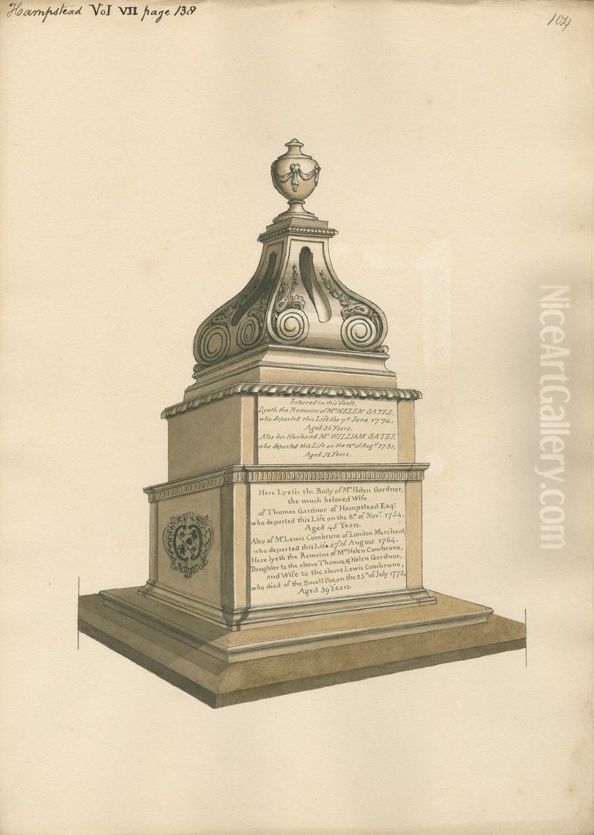 Vault of Helen and William Gates, Mrs. Helen Gardnor, Mr. Lewis Combrune and Mrs. Helen Combrune Oil Painting by Daniel Lysons
