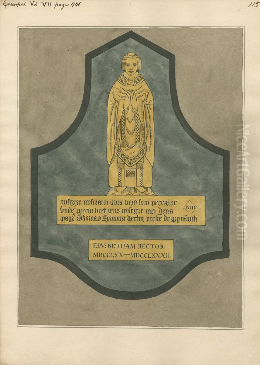 Brass Plate for Thomas Symons from Greenford Church Oil Painting by Daniel Lysons