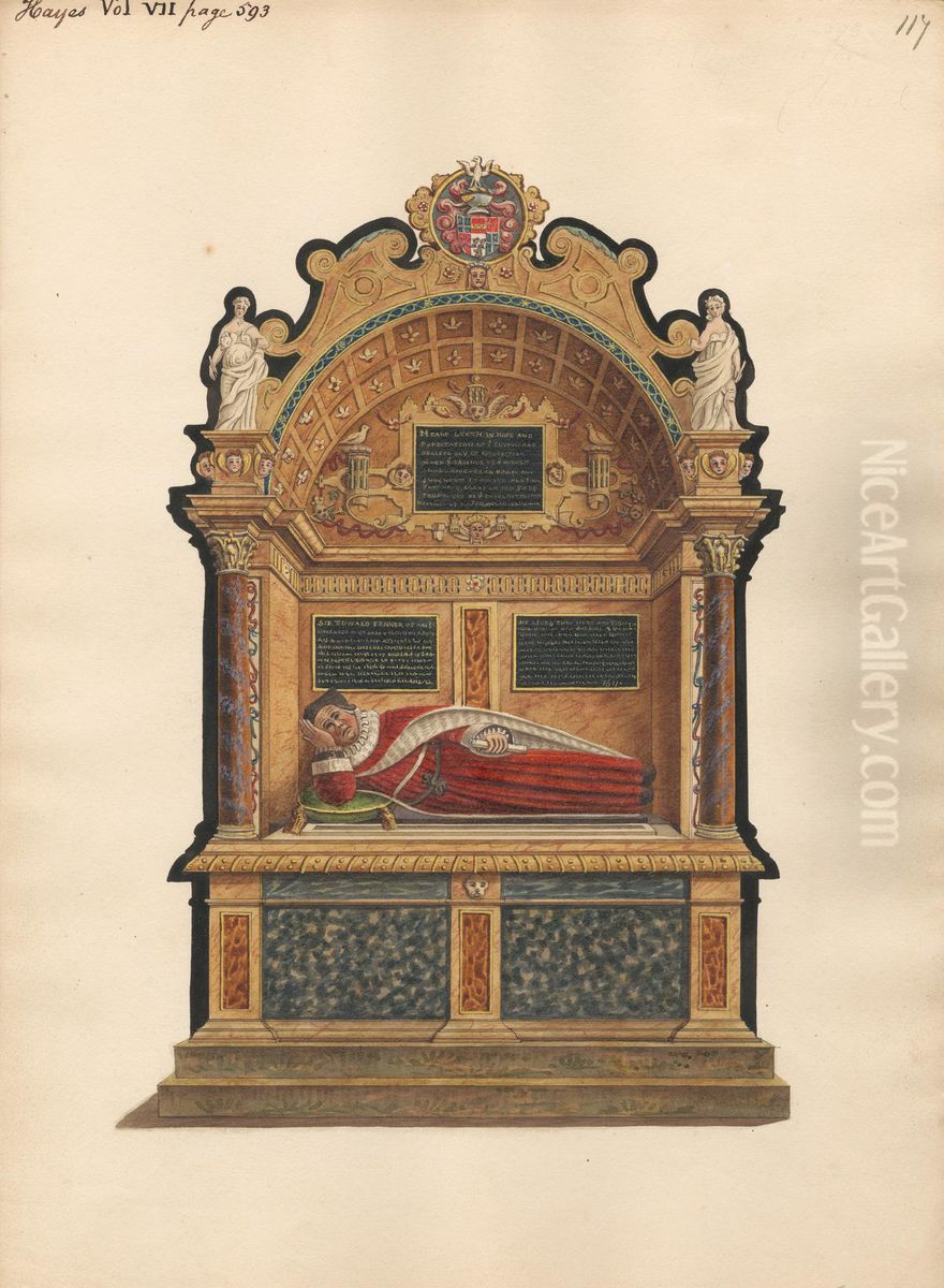 Tomb of Sir Edward Fennen of Hayes from Hayes Church Oil Painting by Daniel Lysons