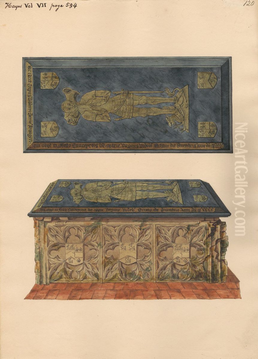 Tomb of Walter Grene from Hayes Church Oil Painting by Daniel Lysons