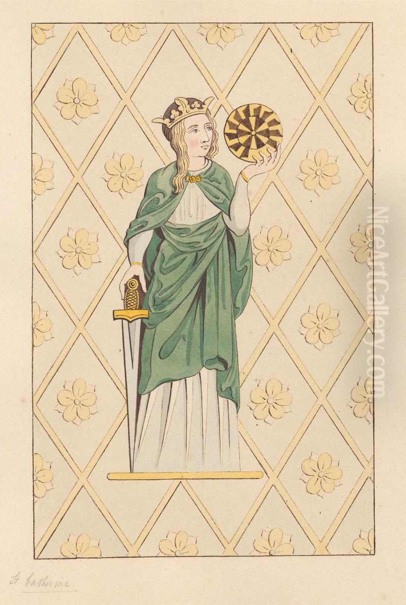 Stained Glass Window of St. Catherine from Heston Church Oil Painting by Daniel Lysons