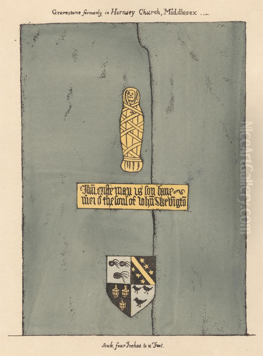 Brass Plate for John Skevington from Hornsey Church Oil Painting by Daniel Lysons