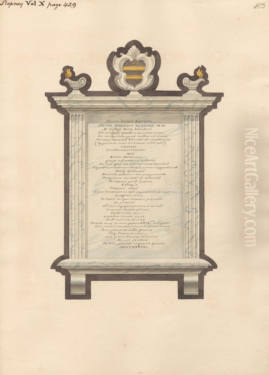Memorial to Jacob Augustus Blondel from Stepney Church Oil Painting by Daniel Lysons