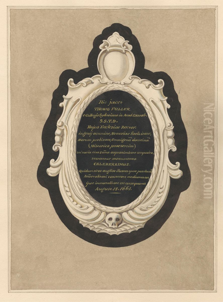 Memorial to Thomas Fuller from Cranford Church Oil Painting by Daniel Lysons