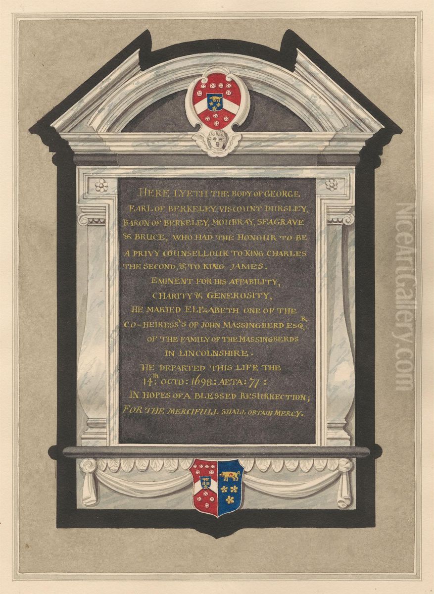 Memorial of George, Earl of Berkeley from Cranford Church Oil Painting by Daniel Lysons