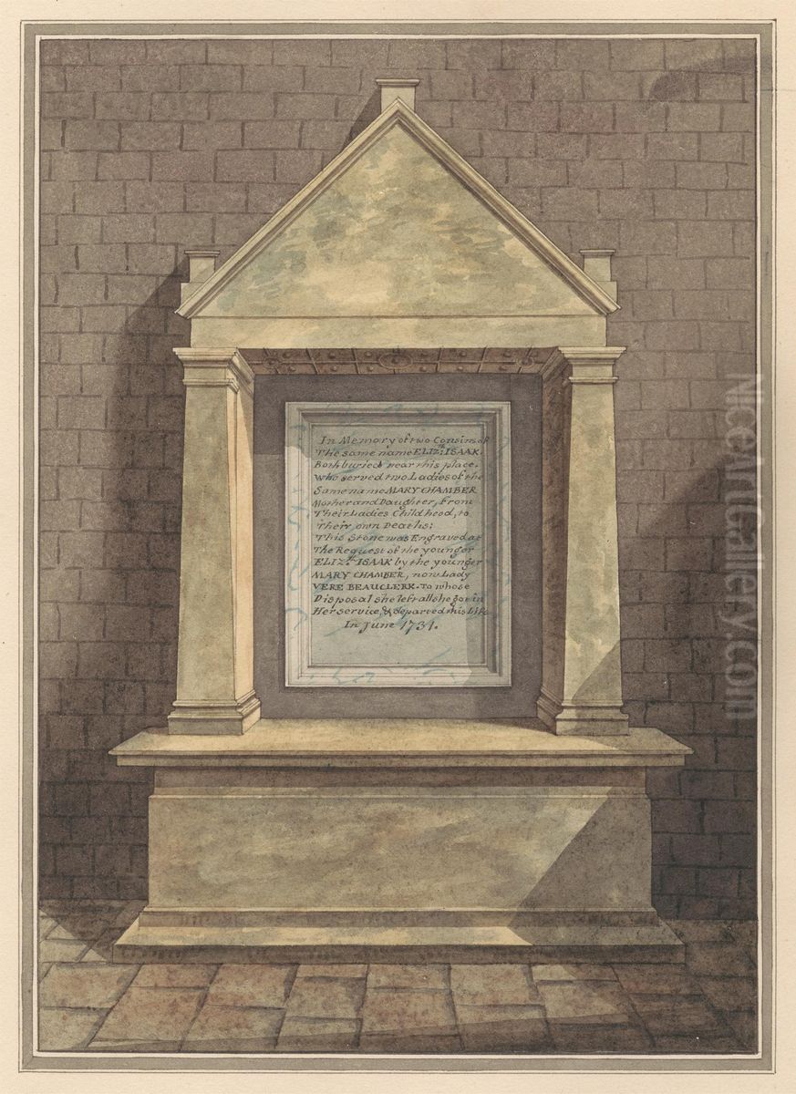 Memorial to Two Cousins both Named Elizabeth Isaak from Hanworth Church Oil Painting by Daniel Lysons