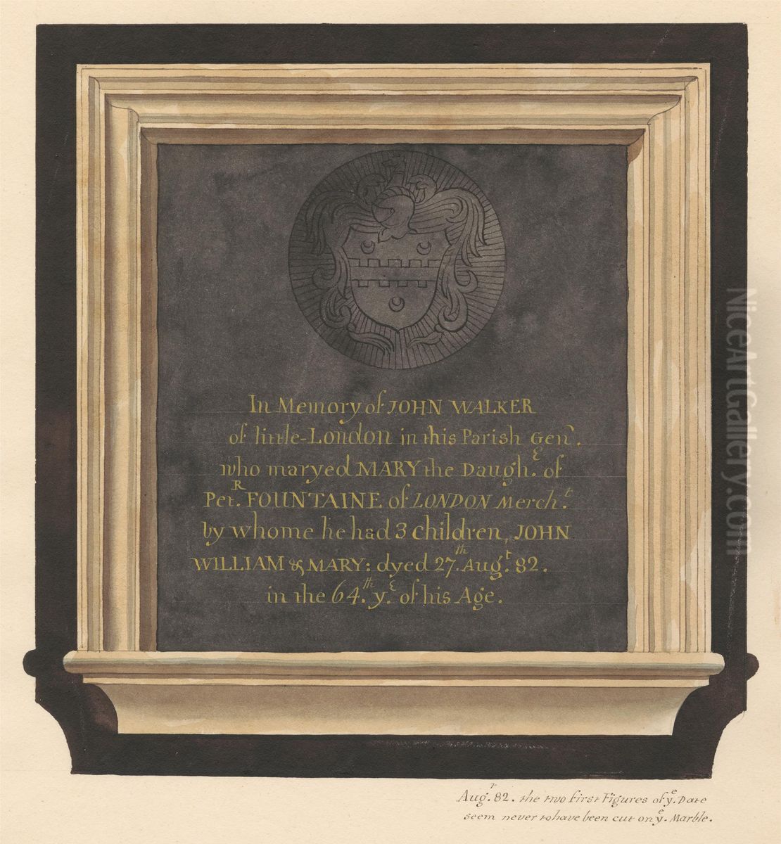 Memorial to John Walker from Hillingdon Church Oil Painting by Daniel Lysons