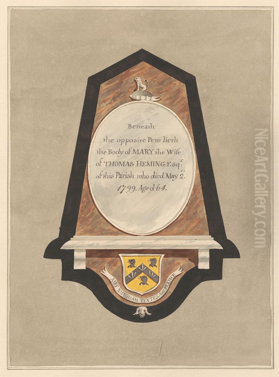 Memorial to Mary Heming from Hillingdon Church Oil Painting by Daniel Lysons