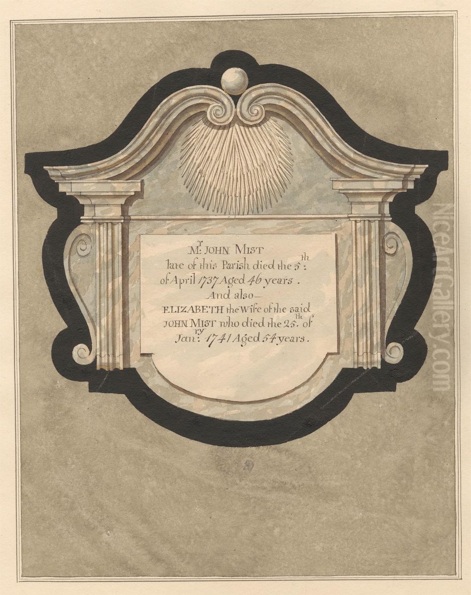 Memorial to John Mist and his wife Elizabeth from Hillingdon Church Oil Painting by Daniel Lysons