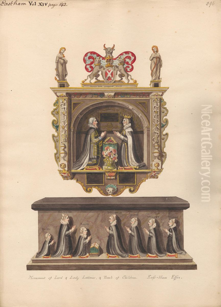 Memorial to Lord and Lady Latimer and Tomb of the children Ralph, Katherin, Ralph, Dorothye, Jane, Margaret and Anne from East Ham Church Oil Painting by Daniel Lysons