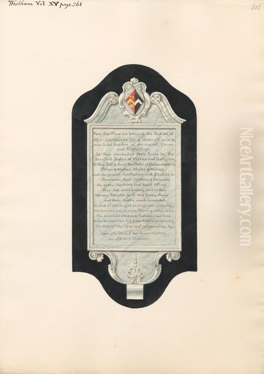 Memorial to Henry and Penelope Colchester, and Four Children and Two Grandchildren, from West Ham Church Oil Painting by Daniel Lysons