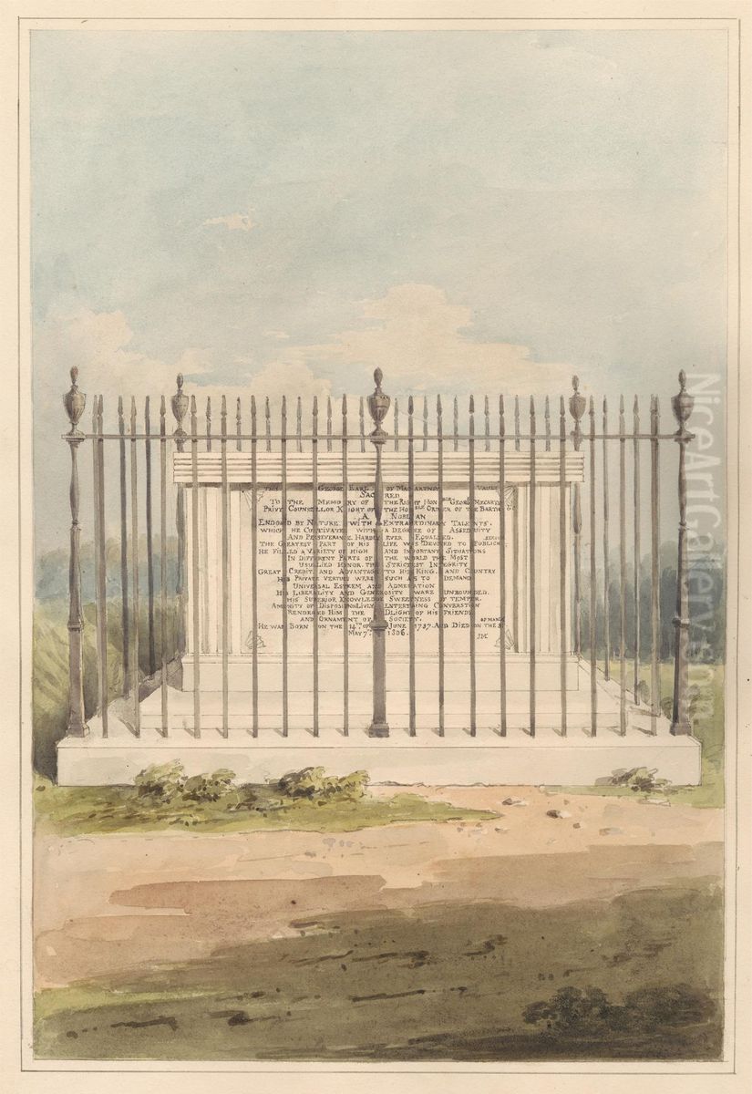 Tomb of George Earl of Macartney, from Chiswick Churchyard Oil Painting by Daniel Lysons