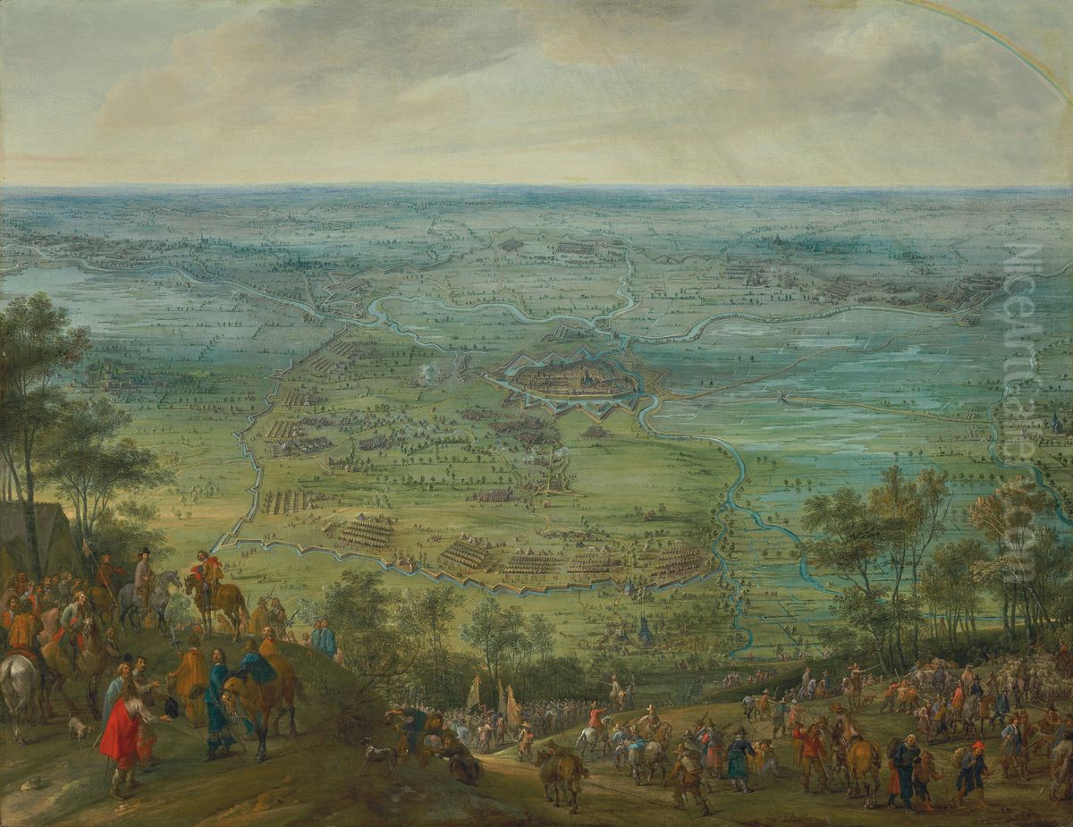 The Siege of Armentieres with a rainbow Oil Painting by Peter Snayers
