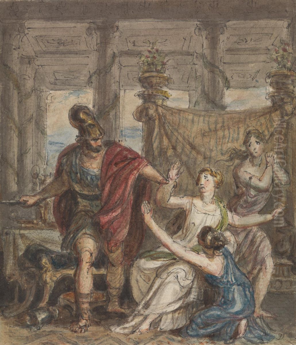 Study of a Soldier Attacking a Woman Oil Painting by Robert Smirke