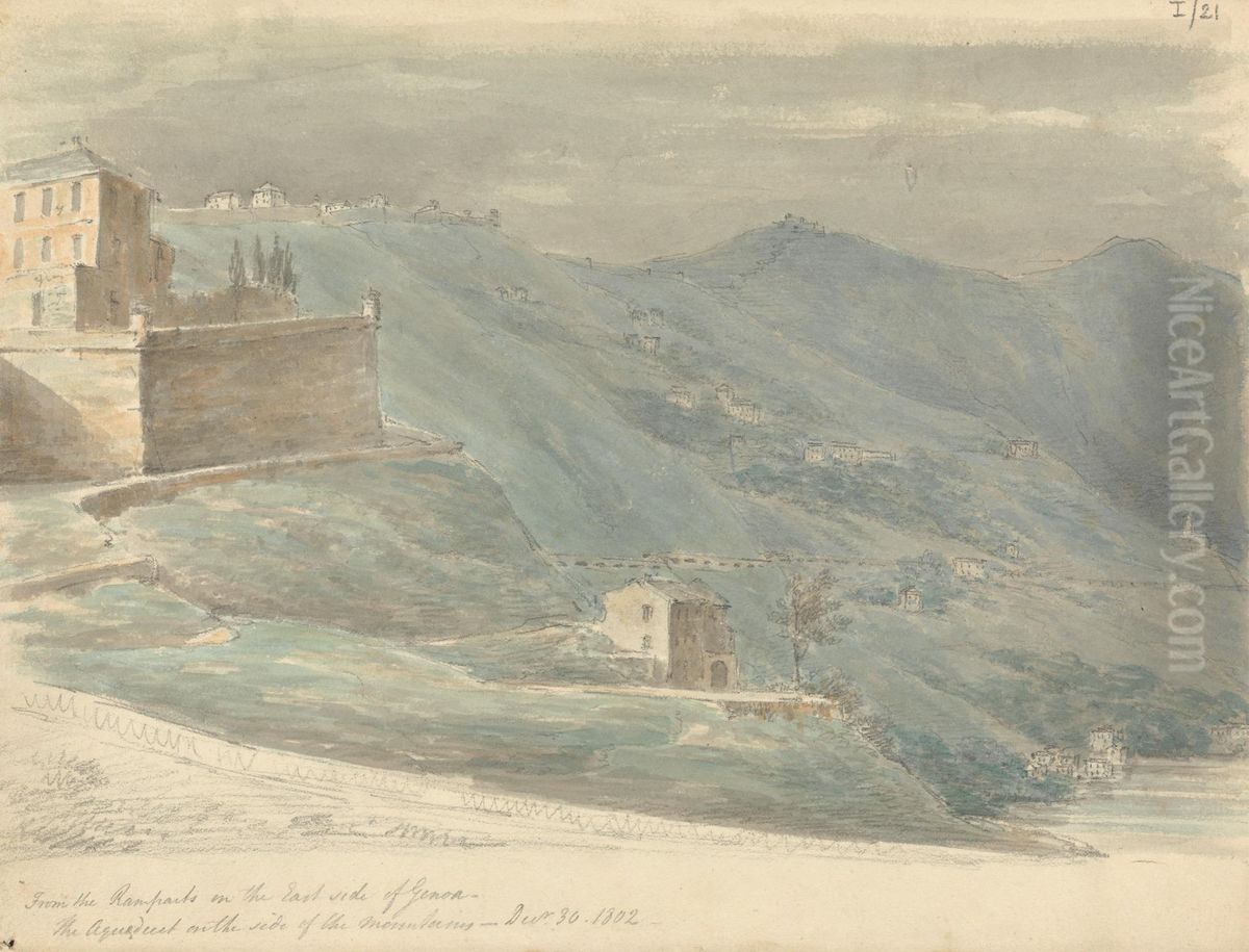 From the Ramparts on the East Side of Genoa Oil Painting by Robert Smirke